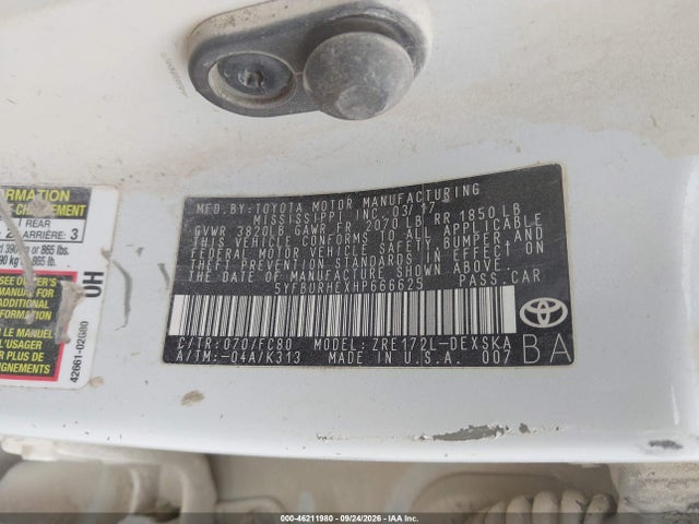 Aukcja sprzedaży 2017 Toyota Corolla Se, vin: 5YFBURHEXHP666625, numer aukcji: 46211980