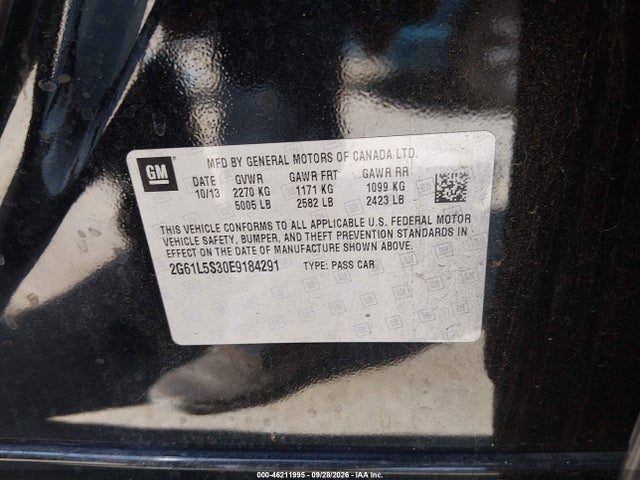 2014 Cadillac Xts Standard მანქანა იყიდება აუქციონზე, vin: 2G61L5S30E9184291, აუქციონის ნომერი: 46211995