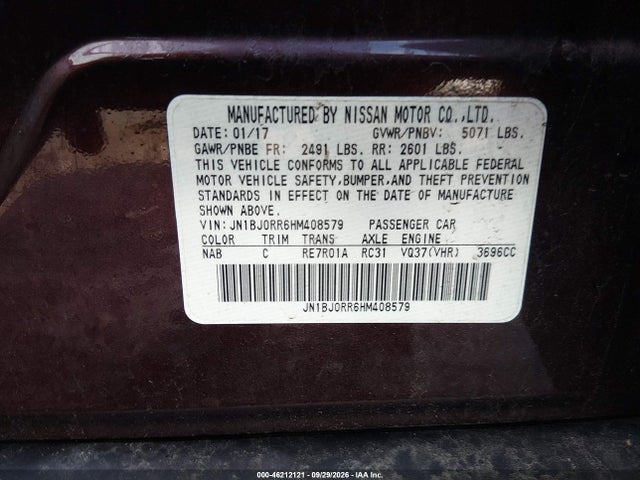 Aukcja sprzedaży 2017 Infiniti Qx50, vin: JN1BJ0RR6HM408579, numer aukcji: 46212121