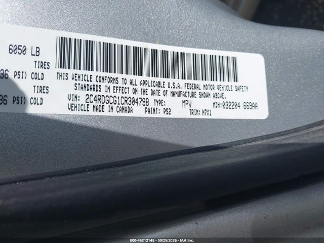 Продажа на аукционе авто 2012 Dodge Grand Caravan Sxt, vin: 2C4RDGCG1CR304798, номер лота: 46212145