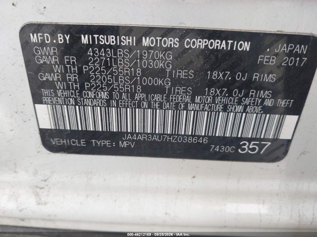 Продажа на аукционе авто 2017 Mitsubishi Outlander Sport 2.0 Le, vin: JA4AR3AU7HZ038646, номер лота: 46212169
