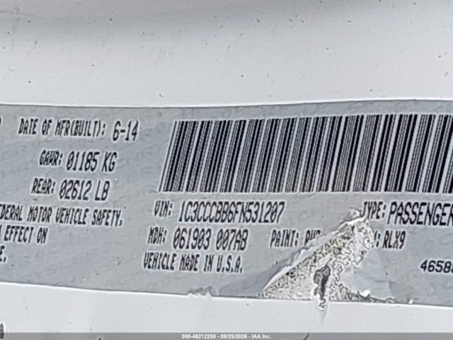 Aukcja sprzedaży 2015 Chrysler 200 S, vin: 1C3CCCBB6FN531207, numer aukcji: 46212250