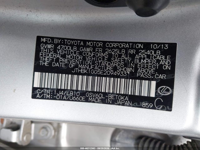 Продаж на аукціоні авто 2014 Lexus Es 350, vin: JTHBK1GG5E2094933, номер лоту: 46212363