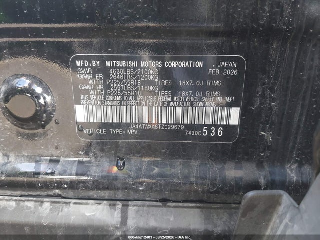 Продаж на аукціоні авто 2026 Mitsubishi Eclipse Cross Black Edition S-awc/se S-awc/sel S-awc, vin: JA4ATWAA8TZ029679, номер лоту: 46212401