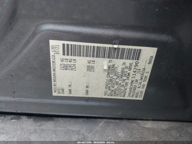 Продажа на аукционе авто 2021 Nissan Maxima Sv Xtronic Cvt, vin: 1N4AA6CV9MC514290, номер лота: 46212408