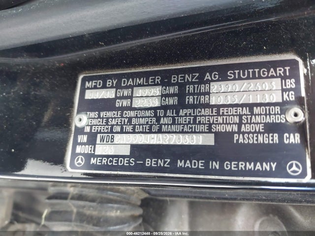 Продажа на аукционе авто 1987 Mercedes-benz 560 Sel, vin: WDBCA39D4HA278681, номер лота: 46212448