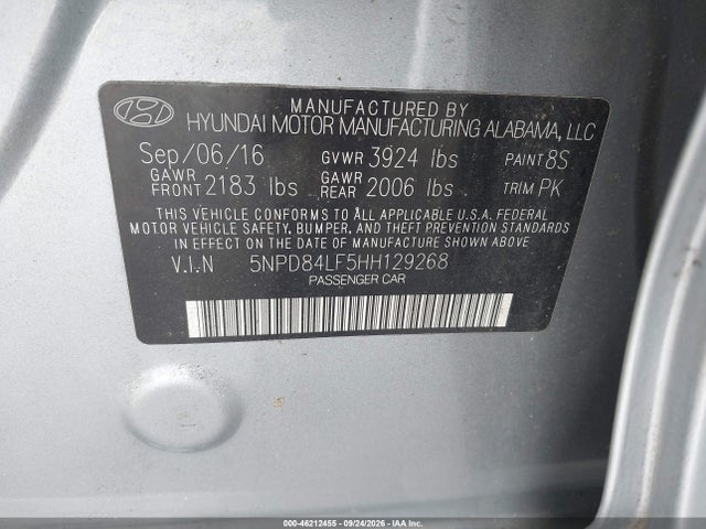 Продаж на аукціоні авто 2017 Hyundai Elantra Se, vin: 5NPD84LF5HH129268, номер лоту: 46212455