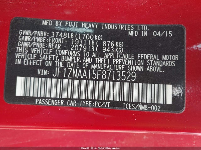 Продаж на аукціоні авто 2015 Scion Fr-s, vin: JF1ZNAA15F8713529, номер лоту: 46212810