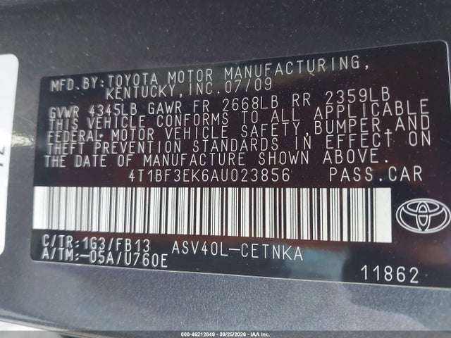 Продаж на аукціоні авто 2010 Toyota Camry Le, vin: 4T1BF3EK6AU023856, номер лоту: 46212849