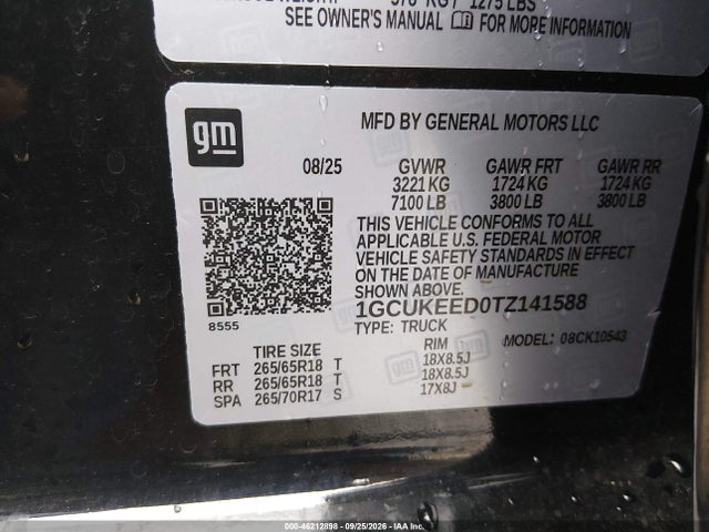 46212898 :رقم المزاد ، 1GCUKEED0TZ141588 vin ، 2026 Chevrolet Silverado 1500 4wd  Short Bed Rst مزاد بيع