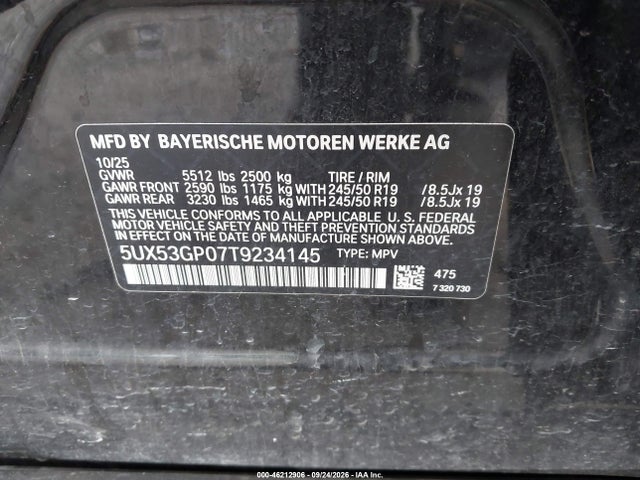 BMW X3 30 Xdrive 2026 5UX53GP07T9234145 Image 9