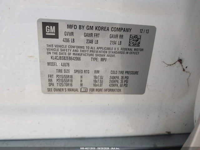 Продаж на аукціоні авто 2014 Buick Encore Convenience, vin: KL4CJBSB2EB642066, номер лоту: 46212935