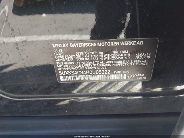 Aukcja sprzedaży 2017 Bmw X5 Xdrive35d, vin: 5UXKS4C34H0U05322, numer aukcji: 46213156