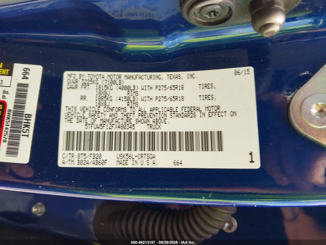 Aukcja sprzedaży 2015 Toyota Tundra Sr5 5.7l V8, vin: 5TFUW5F12FX480345, numer aukcji: 46213157
