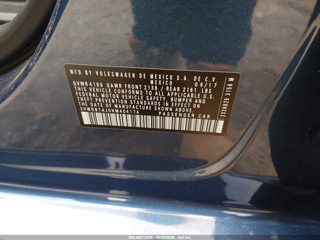 Aukcja sprzedaży 2017 Volkswagen Jetta 1.4t Se, vin: 3VWDB7AJ0HM404174, numer aukcji: 46213229