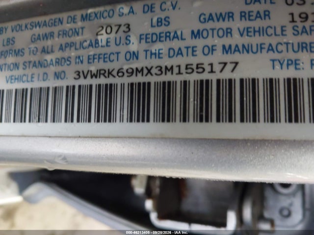 Aukcja sprzedaży 2003 Volkswagen Jetta Gl, vin: 3VWRK69MX3M155177, numer aukcji: 46213405