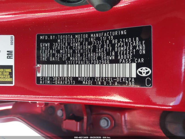 5YFEPRAE9LP082966 Toyota COROLLA LE