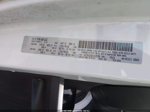 46213456 :رقم المزاد ، 3C6TRVDG8KE535599 vin ، 2019 Ram Promaster 2500 High Roof 159 Wb مزاد بيع