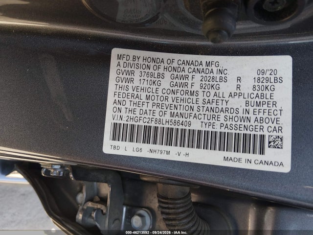 Honda Civic Sport 2020 2HGFC2F88LH586409 Image 9