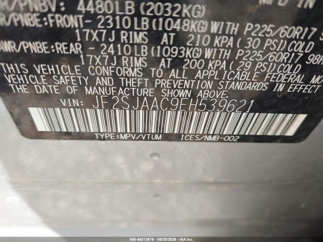 Subaru Forester 2.5i 2014 JF2SJAAC9EH539621 Image 9