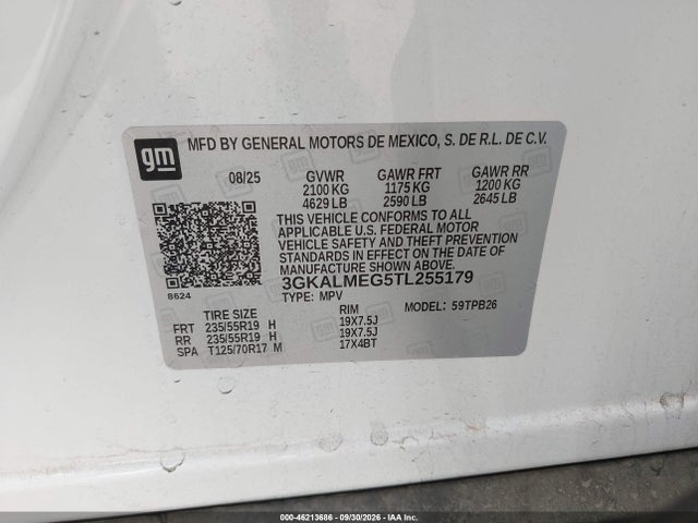 Продаж на аукціоні авто 2026 Gmc Terrain Fwd Elevation, vin: 3GKALMEG5TL255179, номер лоту: 46213686