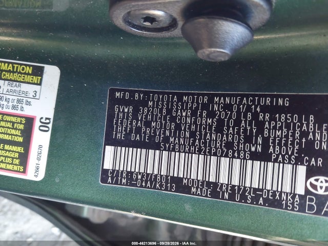 5YFBURHE2EP078486 Toyota COROLLA LE