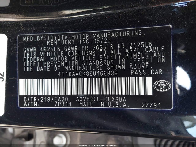 Toyota CAMRY SE 2025 4T1DAACK8SU166839 Image 9