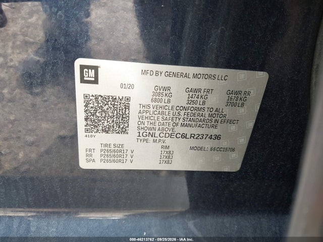 Aukcja sprzedaży 2020 Chevrolet Tahoe 2wd Commercial Fleet, vin: 1GNLCDEC6LR237436, numer aukcji: 46213762