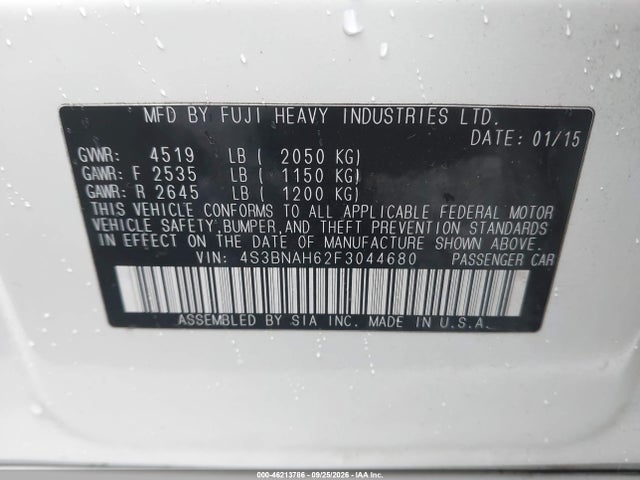 Subaru Legacy 2.5i Premium 2015 4S3BNAH62F3044680 Image 9