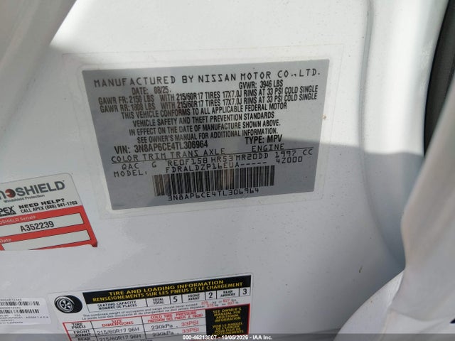 Aukcja sprzedaży 2026 Nissan Kicks Sv, vin: 3N8AP6CE4TL306964, numer aukcji: 46213807