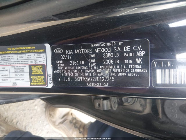 Aukcja sprzedaży 2017 Kia Forte Lx, vin: 3KPFK4A72HE127245, numer aukcji: 46213835