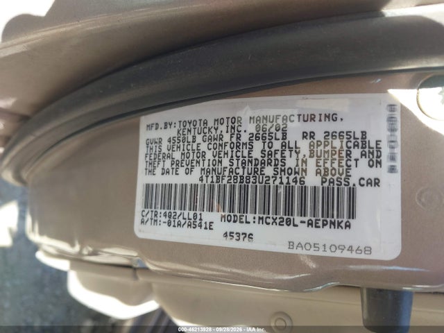 Aukcja sprzedaży 2003 Toyota Avalon Xl, vin: 4T1BF28B83U271146, numer aukcji: 46213928
