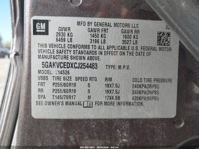 Продаж на аукціоні авто 2012 Buick Enclave Leather, vin: 5GAKVCEDXCJ254483, номер лоту: 46213931