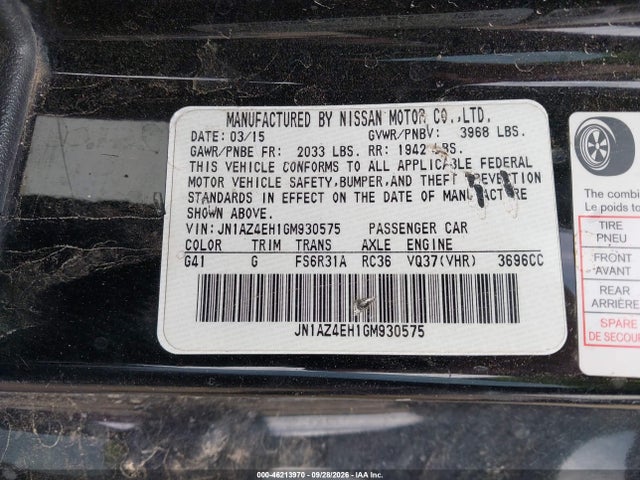 Продажа на аукционе авто 2016 Nissan 370z, vin: JN1AZ4EH1GM930575, номер лота: 46213970