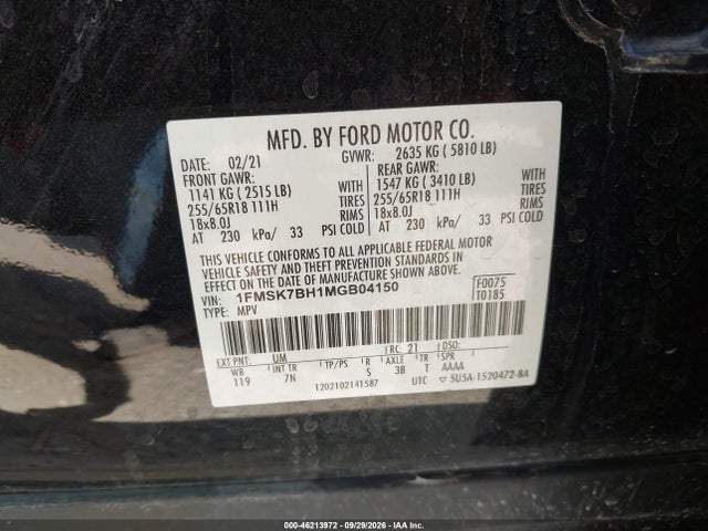 Ford Explorer 2021 1FMSK7BH1MGB04150 Image 9
