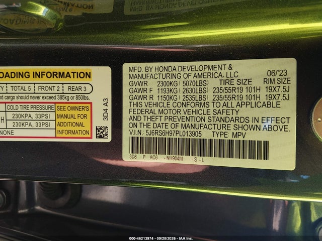 Продаж на аукціоні авто 2023 Honda Cr-v Hybrid Sport Touring, vin: 5J6RS6H97PL013905, номер лоту: 46213974