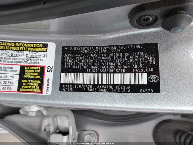 Продаж на аукціоні авто 2024 Toyota Camry Se, vin: 4T1S11AK8RU906748, номер лоту: 46214018