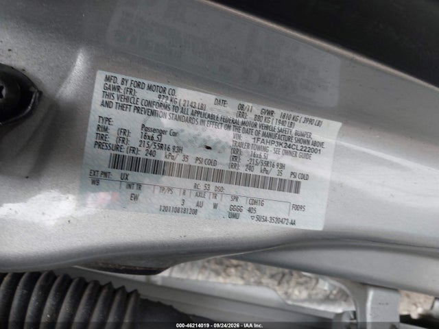 Продажа на аукционе авто 2012 Ford Focus Se, vin: 1FAHP3K24CL222001, номер лота: 46214019