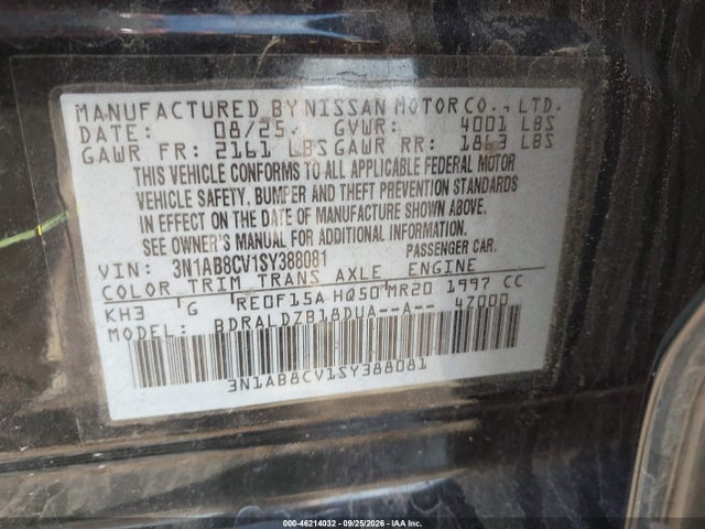 Nissan SENTRA SV 2025 3N1AB8CV1SY388081 Image 9