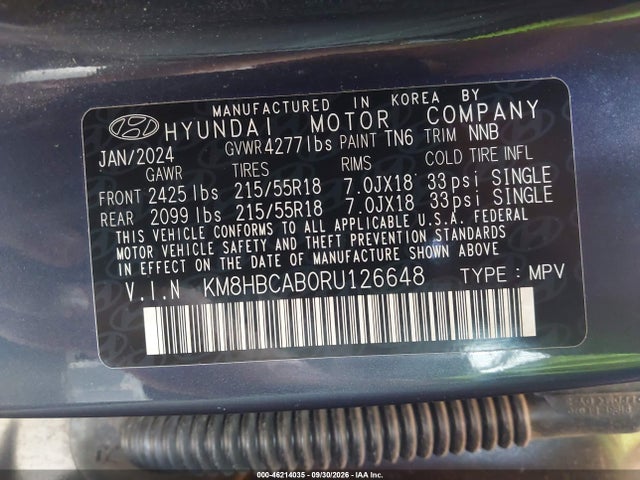 Aukcja sprzedaży 2024 Hyundai Kona Sel, vin: KM8HBCAB0RU126648, numer aukcji: 46214035