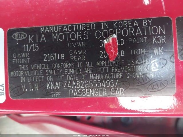 Продаж на аукціоні авто 2016 Kia Forte Ex, vin: KNAFZ4A82G5554937, номер лоту: 46214216