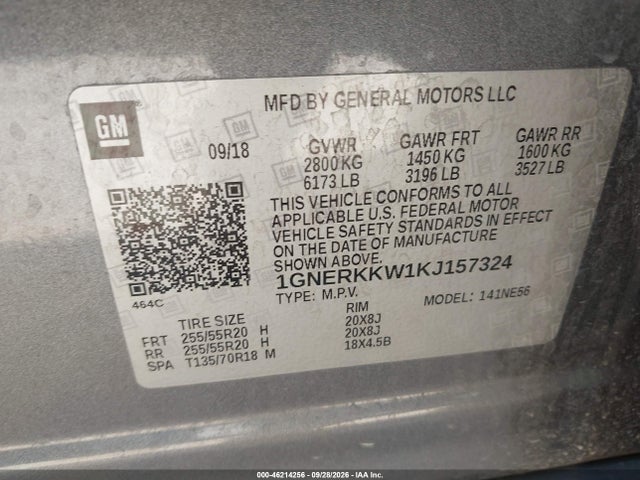 Aukcja sprzedaży 2019 Chevrolet Traverse Premier, vin: 1GNERKKW1KJ157324, numer aukcji: 46214256