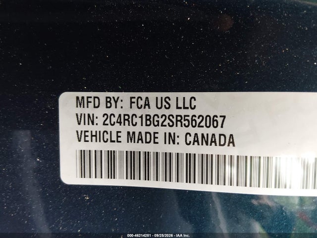 2025 Chrysler Pacifica Select მანქანა იყიდება აუქციონზე, vin: 2C4RC1BG2SR562067, აუქციონის ნომერი: 46214281