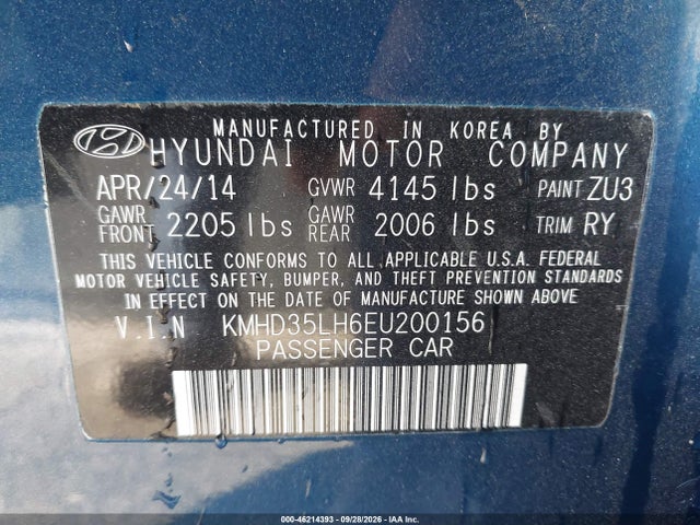2014 Hyundai Elantra Gt მანქანა იყიდება აუქციონზე, vin: KMHD35LH6EU200156, აუქციონის ნომერი: 46214393