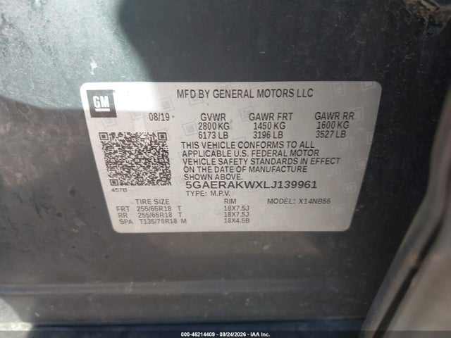 Продажа на аукционе авто 2020 Buick Enclave Fwd Preferred, vin: 5GAERAKWXLJ139961, номер лота: 46214409