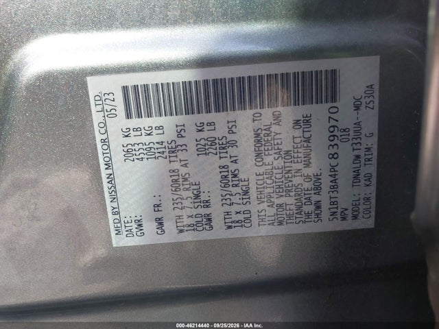 46214440 :رقم المزاد ، 5N1BT3BA4PC839970 vin ، 2023 Nissan Rogue Sv Fwd مزاد بيع