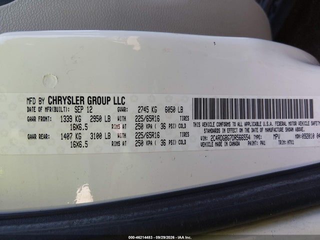 2013 Dodge Grand Caravan American Value Pkg მანქანა იყიდება აუქციონზე, vin: 2C4RDGBG7DR566554, აუქციონის ნომერი: 46214483