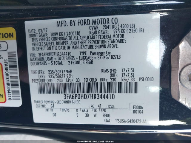 Ford FUSION SE 2017 3FA6P0HD7HR344410 Image 9