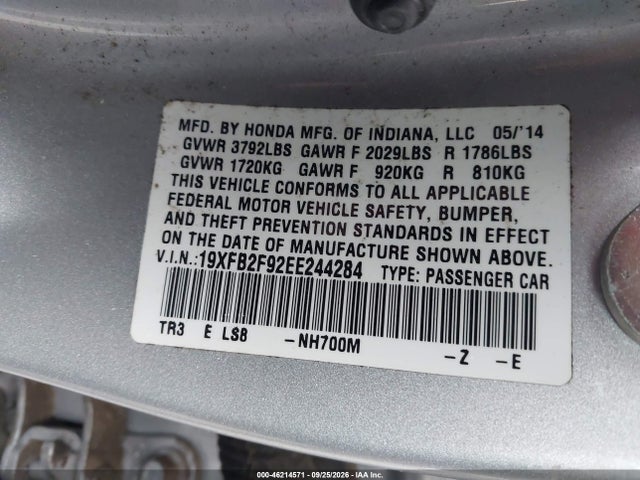 Honda Civic Ex-l 2014 19XFB2F92EE244284 Image 9