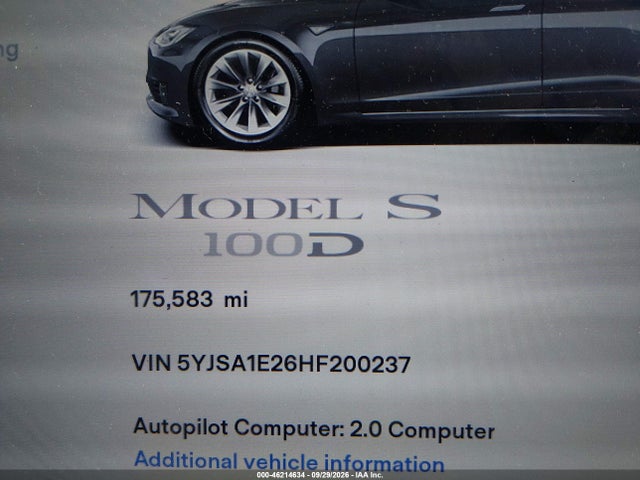 Aukcja sprzedaży 2017 Tesla Model S 100d/60d/75d/90d/p100d, vin: 5YJSA1E26HF200237, numer aukcji: 46214634